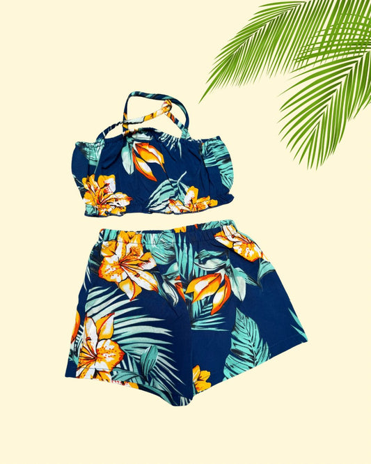 Baby Girls Vacation Floral Printed Top & Shorts Set | 6M - 3Y