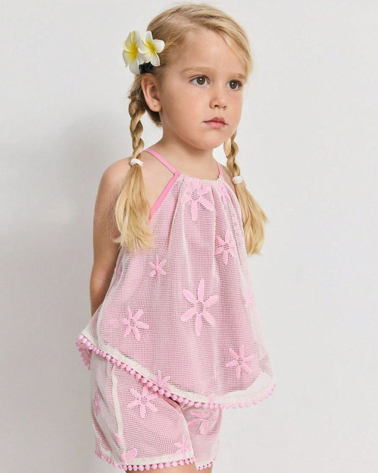 Young Girls Floral Halter Top and Shorts Summer Set | 4Y - 6Y