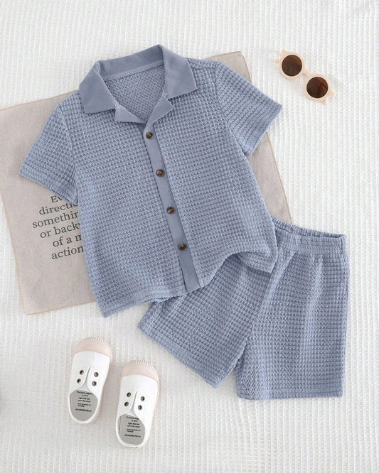 Young Boys Summer Casual Top & Elastic Waist Shorts Set | 4Y - 7Y
