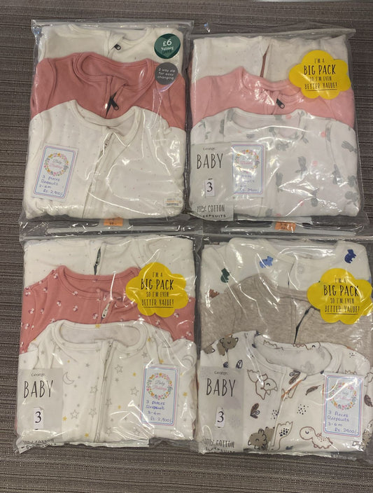 Baby Beddings 3pcs Sleep Suits Set | 3 -6M