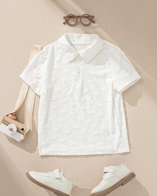 Bold & Retro - Unique Textured Fabric Short Sleeve Polo Shirt - 4Y - 7Y