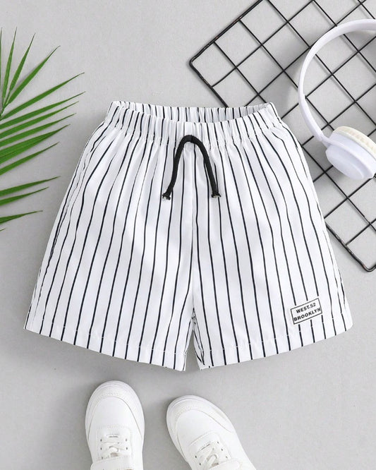 Bold & Retro - Casual Minimalist Sports Vacation Striped Print Short - 4Y - 7Y