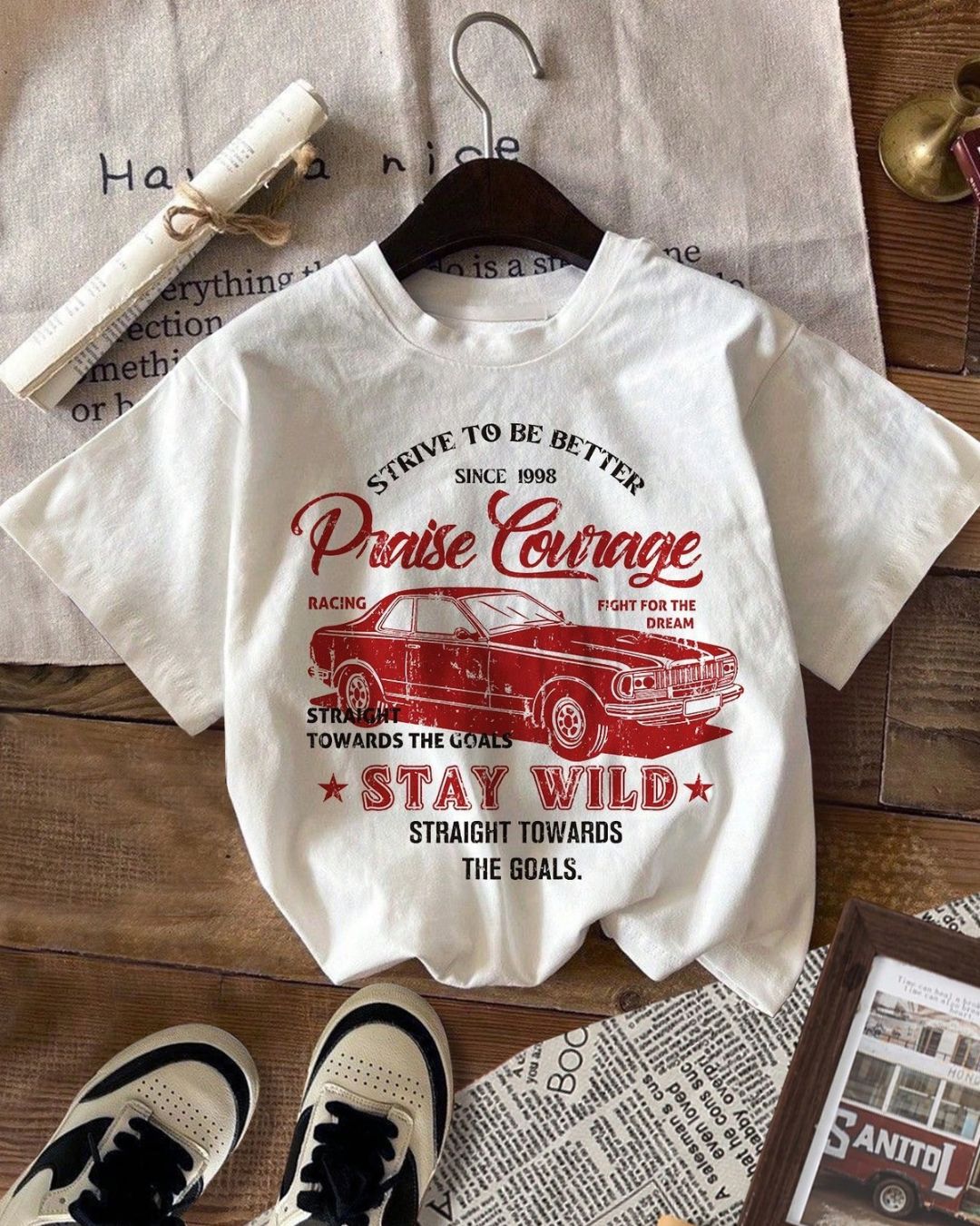 Bold & Retro - Retro Car Graphic Top - 4Y - 7Y