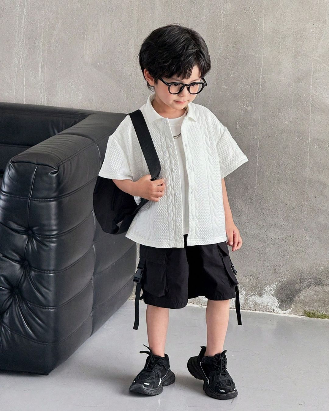 Bold & Retro - White Summer Button Shirt - 4Y - 7Y
