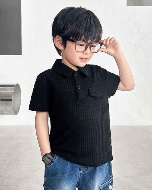 Bold & Retro - Summer Solid Color Collar Top - 4Y - 7Y