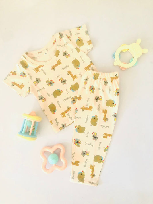 TCB Animal Printed Light Pink Short Sleeve PJ