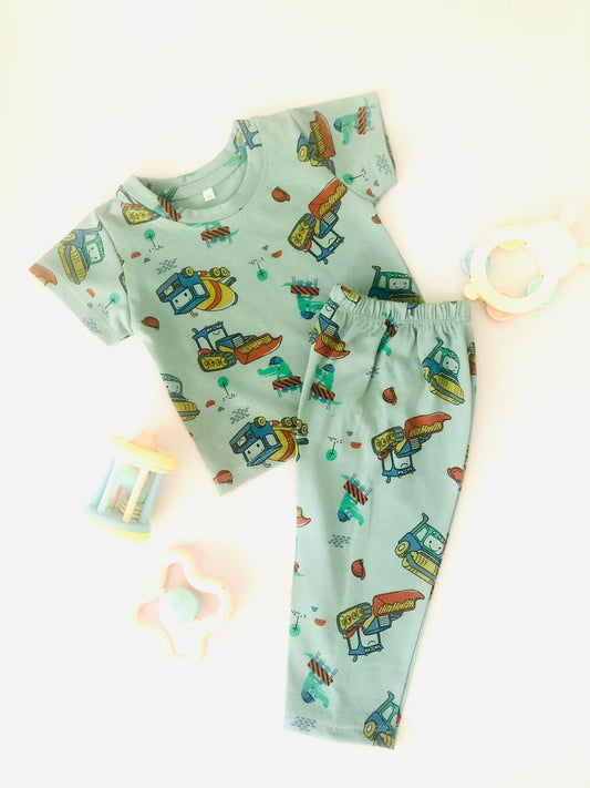 TCB Vehicle Printed Light Blue Short Sleeve PJ