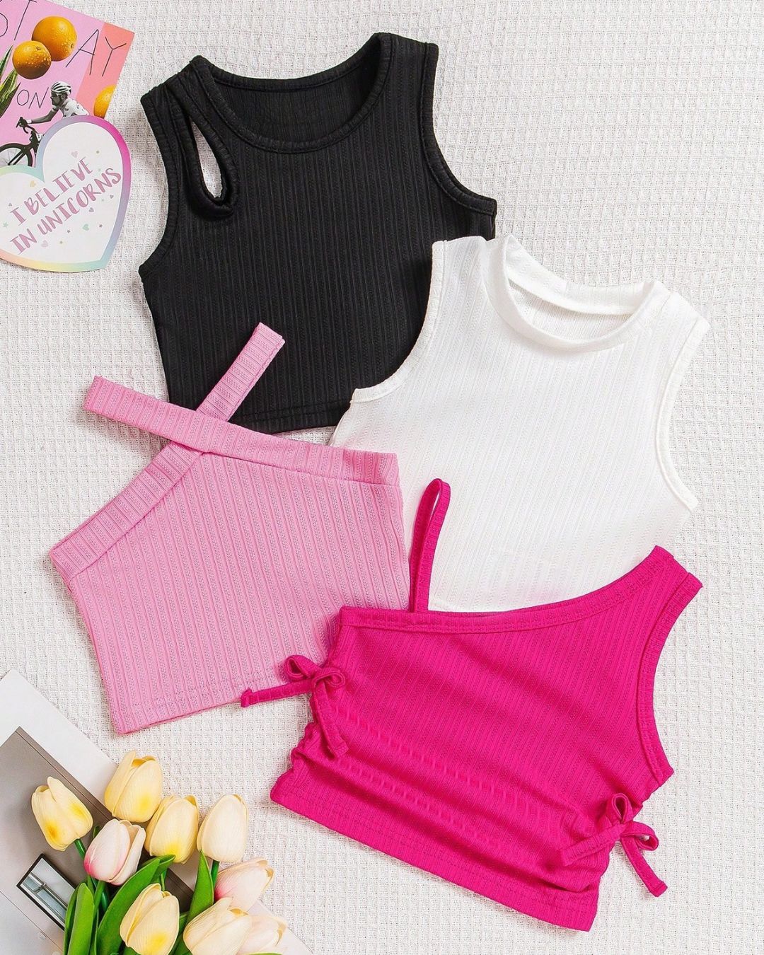 Baby Girls Solid Color Ribbed Tops | 6M - 3Y