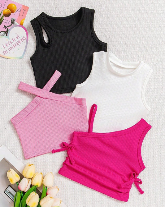 Baby Girls Solid Color Ribbed Tops | 6M - 3Y