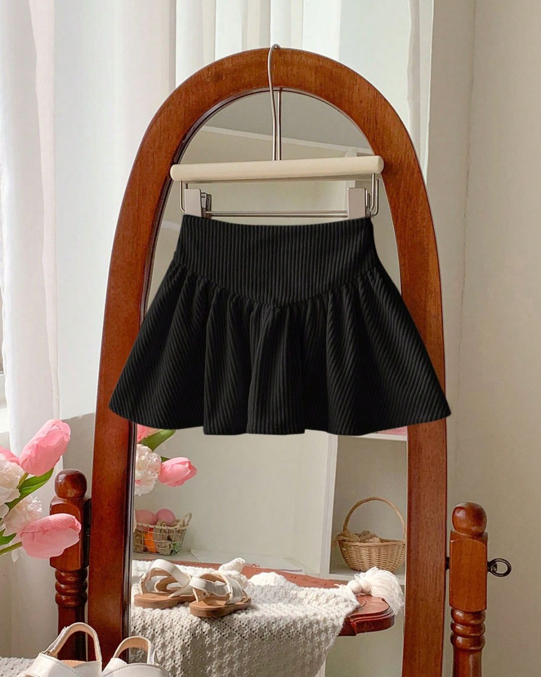Baby Girls Ribbed Black Mini Skirt | 6M - 3Y