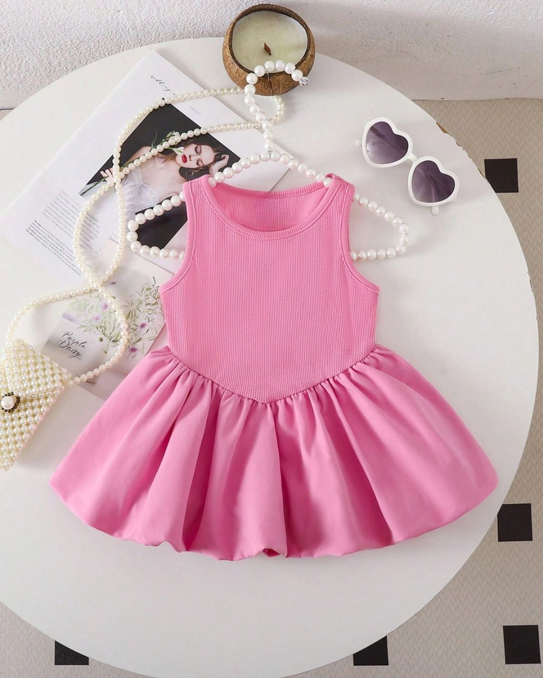 Baby Girls Cute Pink Knit Sleeveless Dress | 6M - 3Y