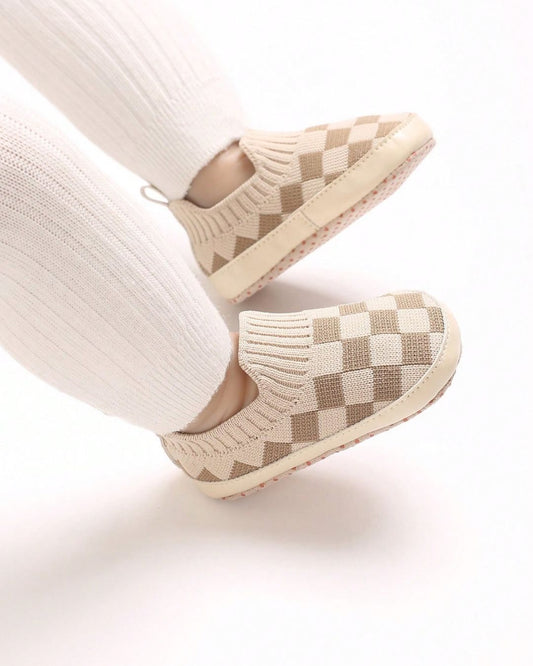 Checked Knit Slip-On Shoes