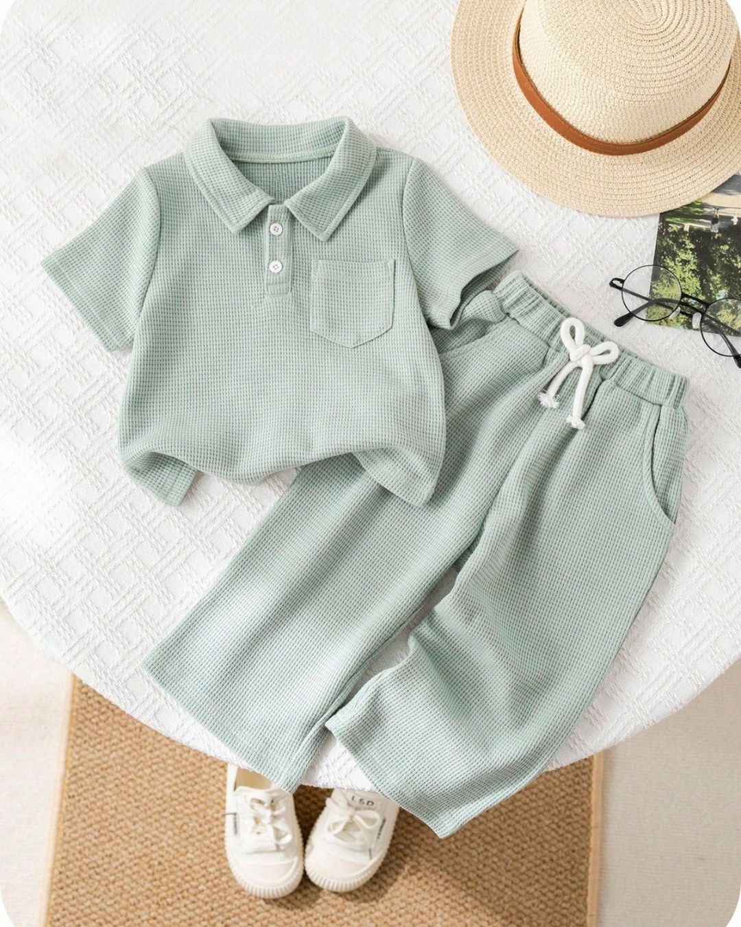 Solid Color Collar Top & Pant Set | 6M - 3Y