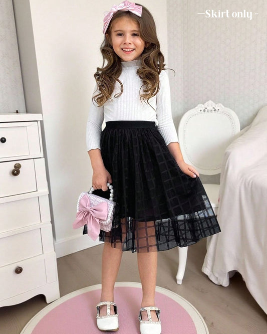 Young Girls Mesh Hem Length Casual Skirt | 4Y - 7Y