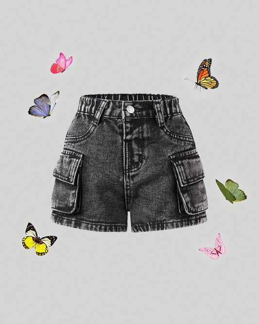 Young Girls Cargo Multiple Pocket & Denim Shorts | 4Y - 7Y