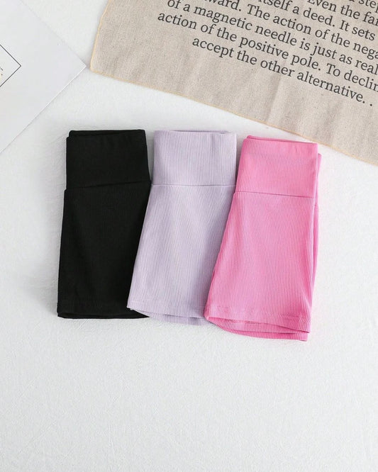 Young Girls Cool & Sporty Knit Solid Color High-Waisted Shorts | 4Y - 7Y