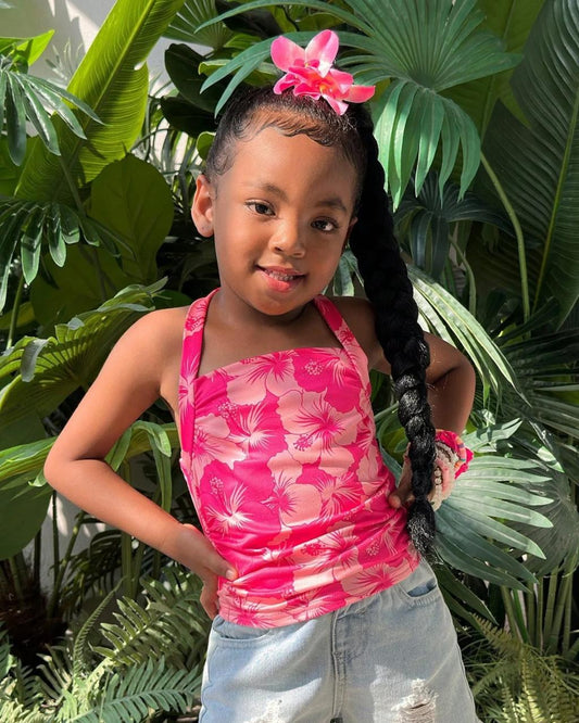 Young Girls Neck Hanging Printed Casual Fashionable Top | 4Y - 6Y