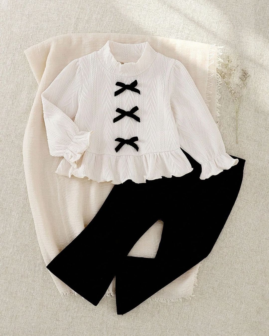 Baby Girls Bow Long Sleeve Top & Pant Set | 6M - 18M