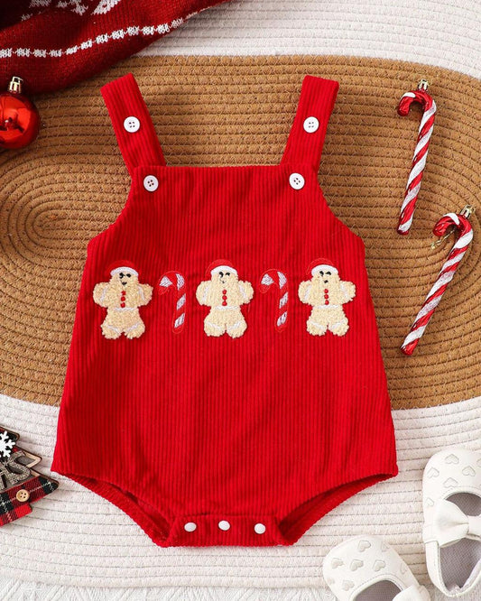 New Born Gingerbread Embroidered Romper - 3M - 6M