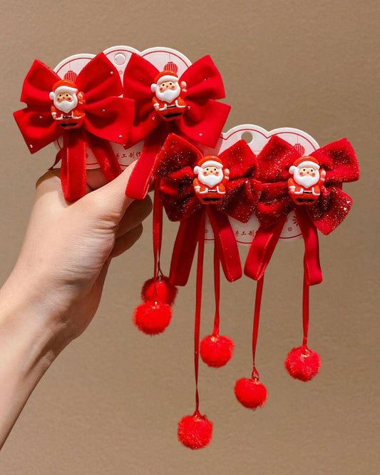 Santa & Bow Hair Clips