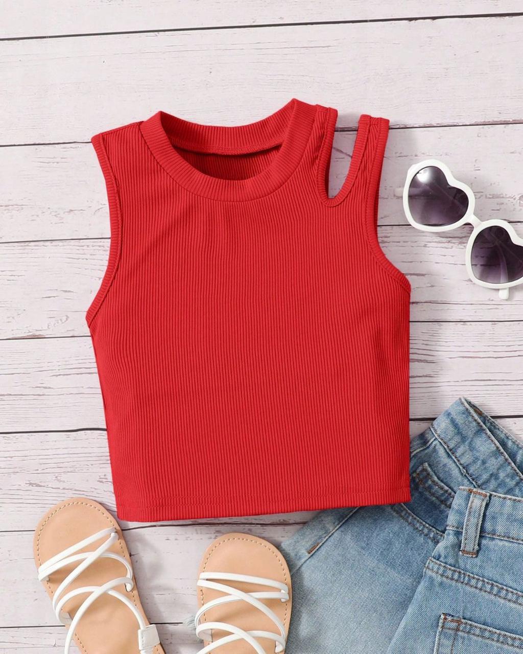 Young Girls Casual & Comfortable Sleeveless Round Neck Tank Top | 4Y - 6Y