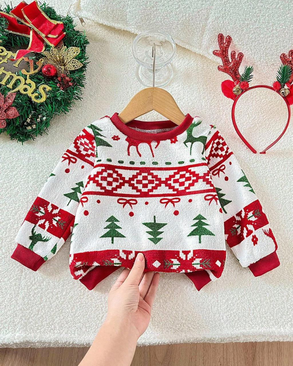 Baby Girls Christmas Themed Sweatshirt | 6M - 3Y