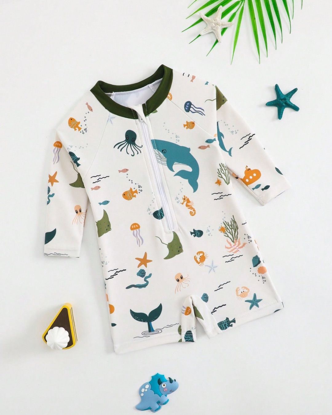 Baby Boys/Girls Cartoon Ocean Creature Pattern One-piece Swimsuit | 6M - 3Y