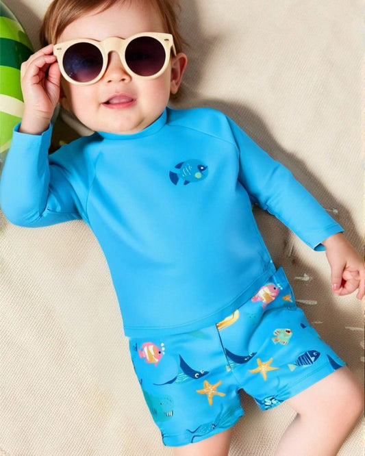 Baby Boys Sea Theme Top & Swim Short Set | 6M - 3Y