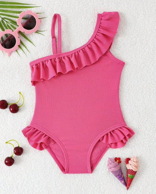 Baby Girls Frill Pink One-piece Swimsuit | 6M - 3Y