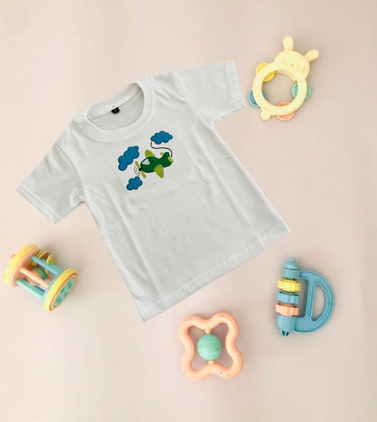 TCB Airplane Embroidered White Color T-shirt