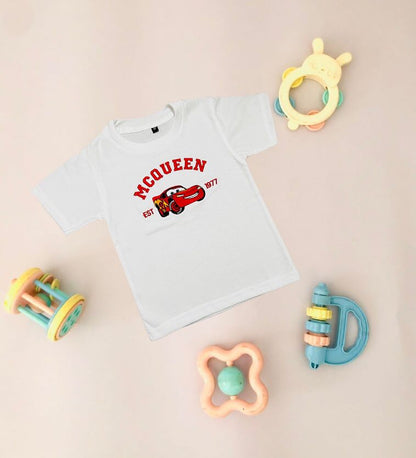 TCB Mcqueen Embroidered White Color Kids T-shirt
