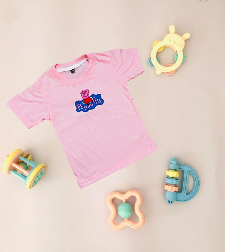 TCB Peppa Pig Embroidered Pink Color Kids T-shirt