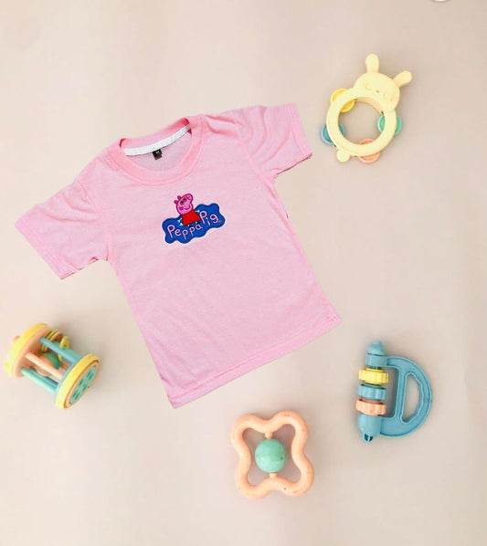 TCB Peppa Pig Embroidered Pink Color Kids T-shirt