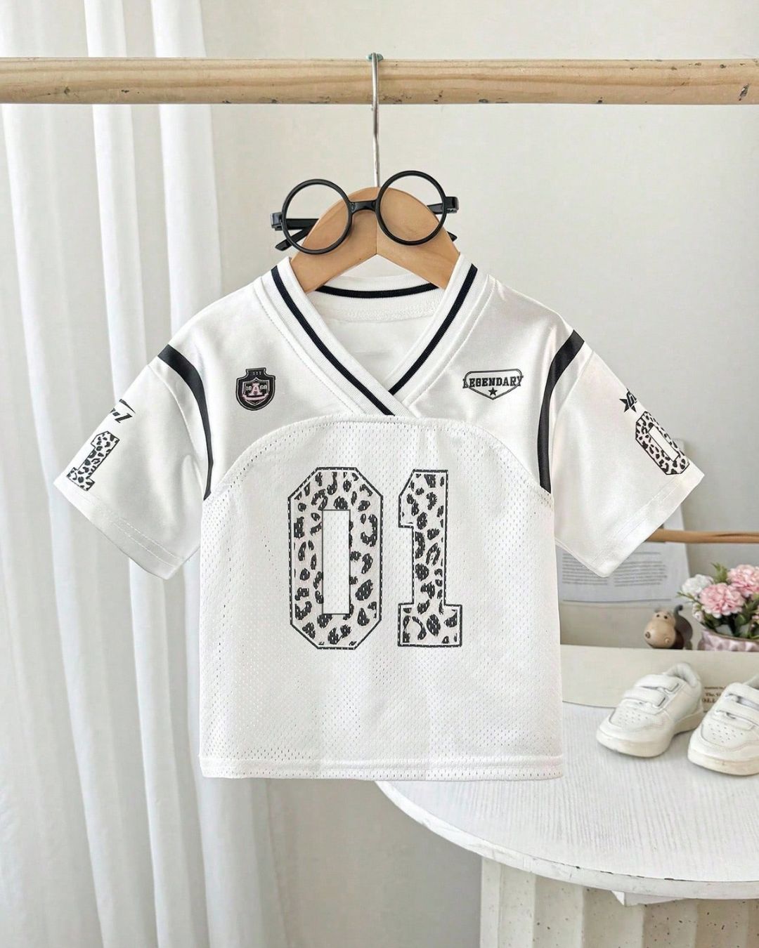 Baby Boys / Girls Leopard Print Number Graphic Football Jersey T-Shirt | 3M - 3Y