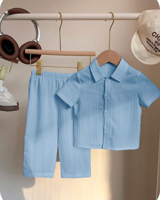 Baby Boys Casual Solid Color Shirt & Pant Set | 6M - 24M