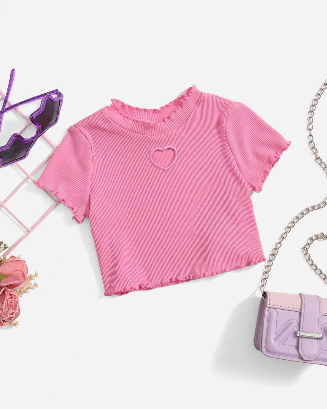 Baby Girls Hot Pink Heart Cut Out Top | 6M - 3Y