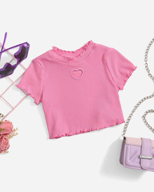 Baby Girls Hot Pink Heart Cut Out Top | 6M - 3Y