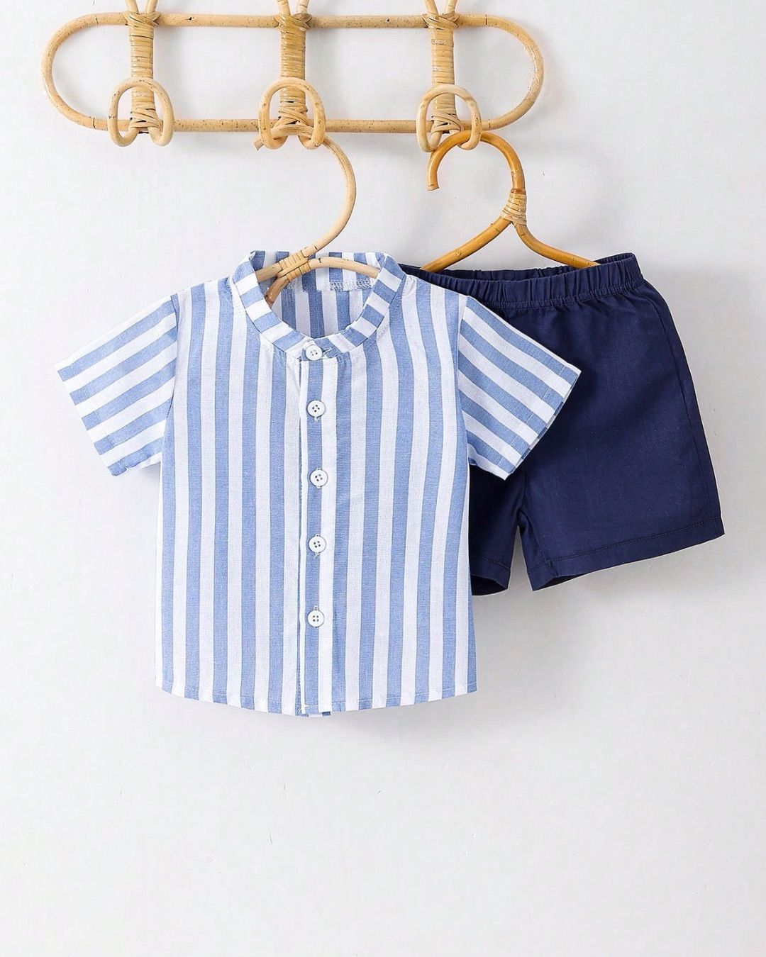 Baby Boys Vertical Striped Shirt & Short Set | 6M - 3Y