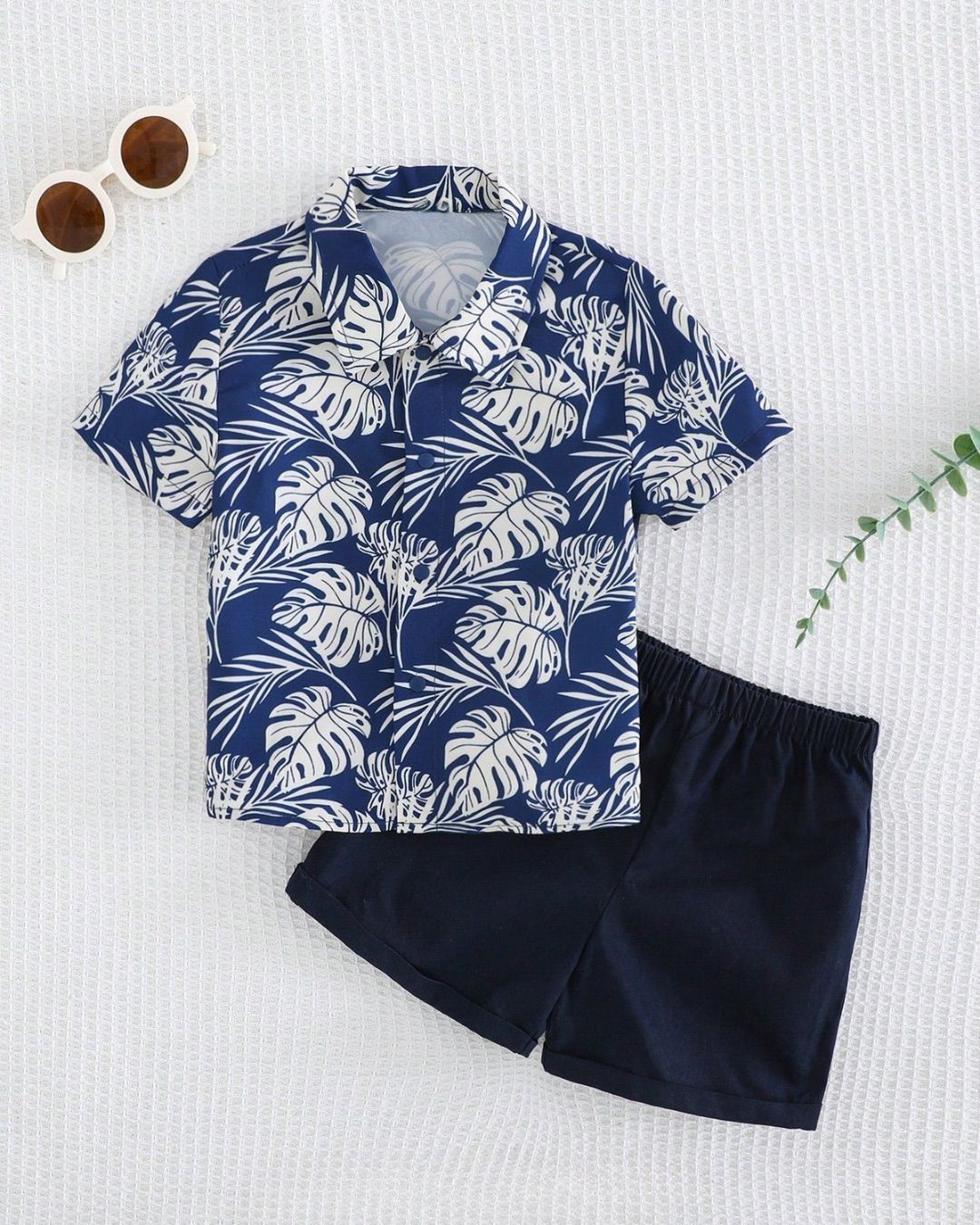 Baby Boys Tropical Print Shirt & Solid Short Set | 6M - 24M