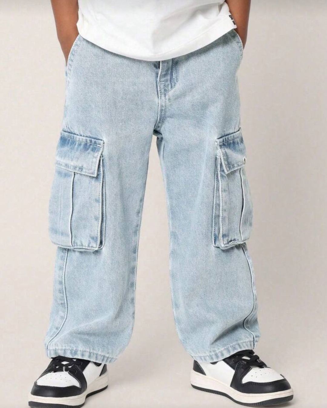 Baby Boys Pull-On Elastic Waist Relaxed Fit Casual Cargo Denim | 6M - 24M