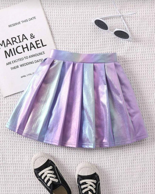 Young Girls Purple Hue Color Pleated Mini Skirt | 4Y - 7Y