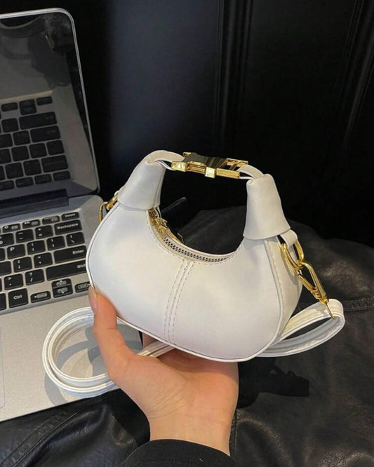 Half-Moon White Crescent Handbag
