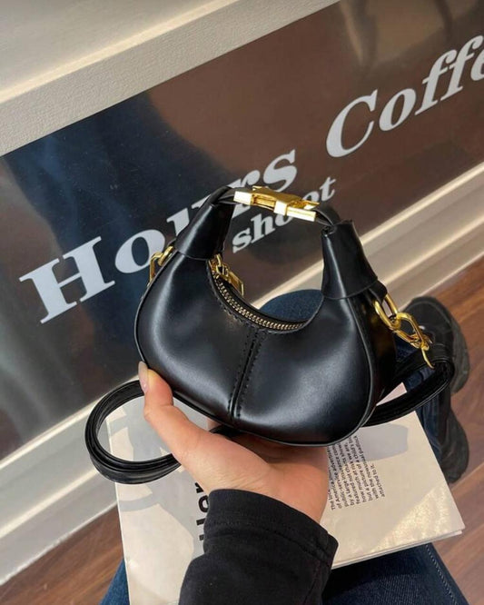 Half-Moon Black Crescent Handbag