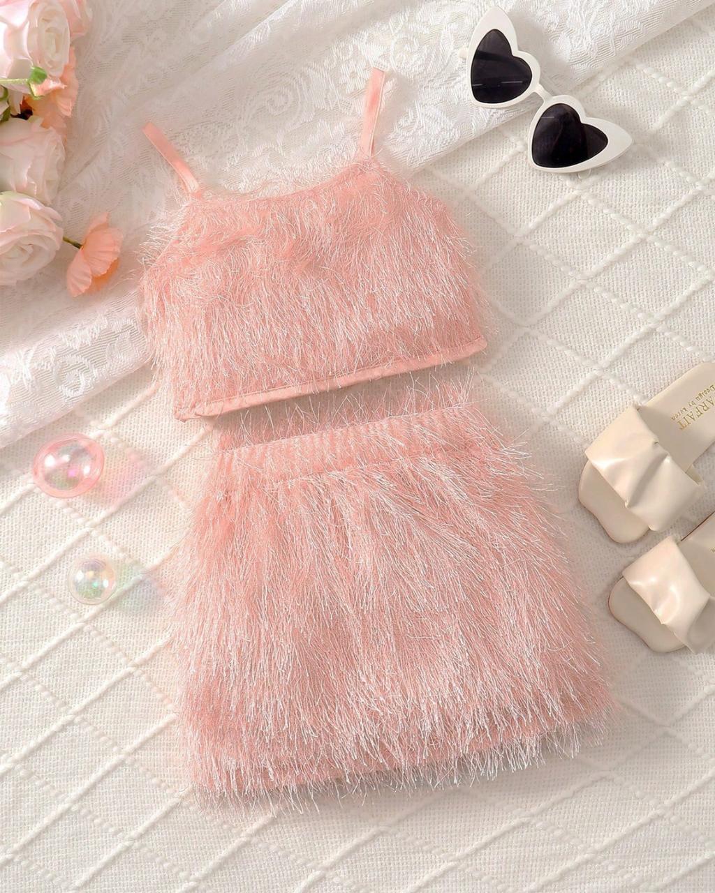 Young Girls Sugar Pink Cami Top & Mini Skirt Set | 4Y - 7Y