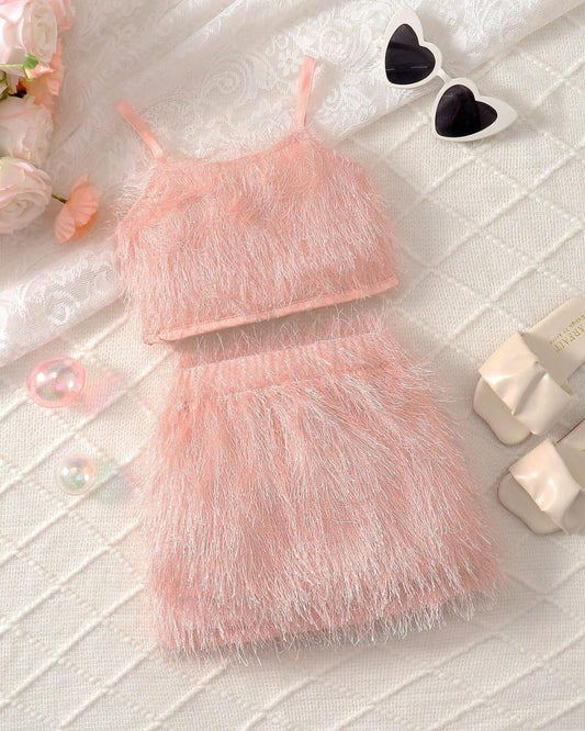 Young Girls Sugar Pink Cami Top & Mini Skirt Set | 4Y - 7Y