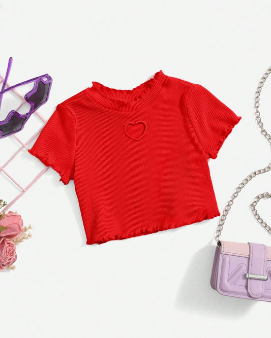Baby Girls Red Heart Cut Out Top | 6M - 3Y