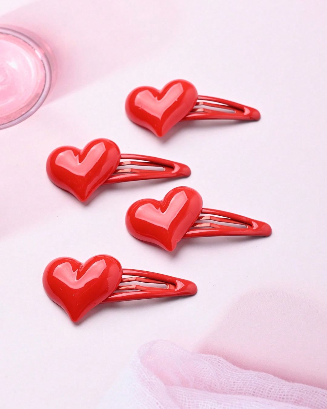 Red Heart Shaped Hair Clips
