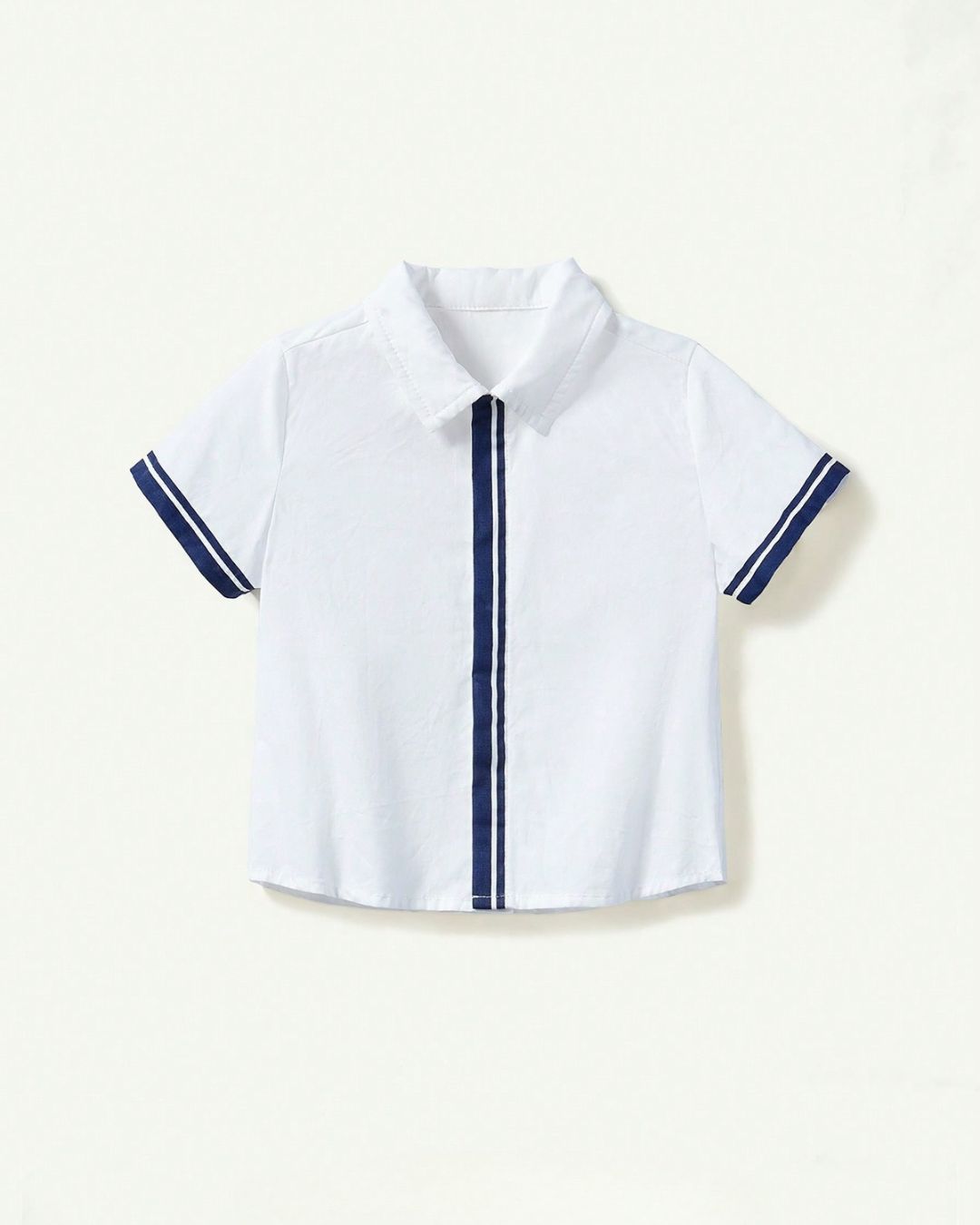 Baby Boys Navy Blue Stripes Detailed Short Sleeve Shirt | 6M - 24M