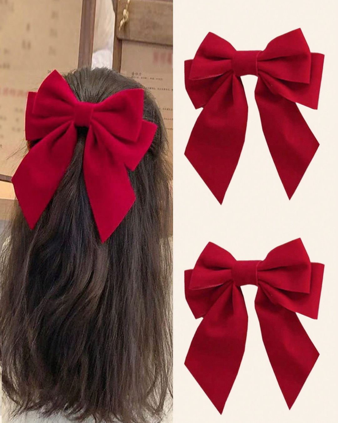 Red Bow Hair Clips