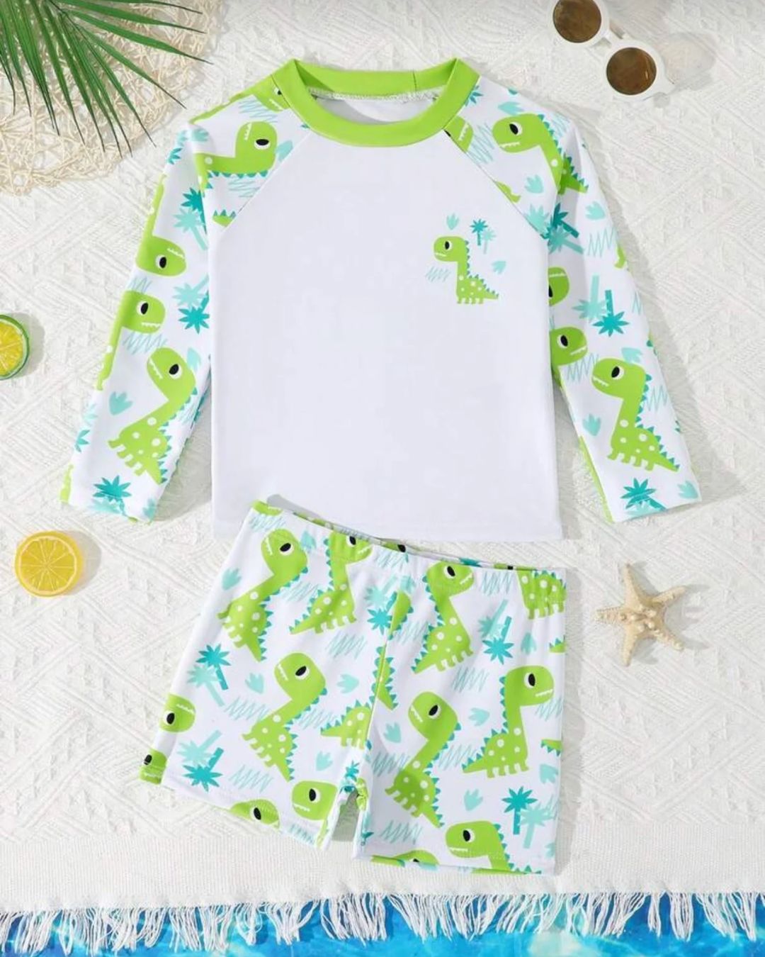 Baby Boys Knitted Dinosaur Patten Top & Shorts Set | 6M - 3Y